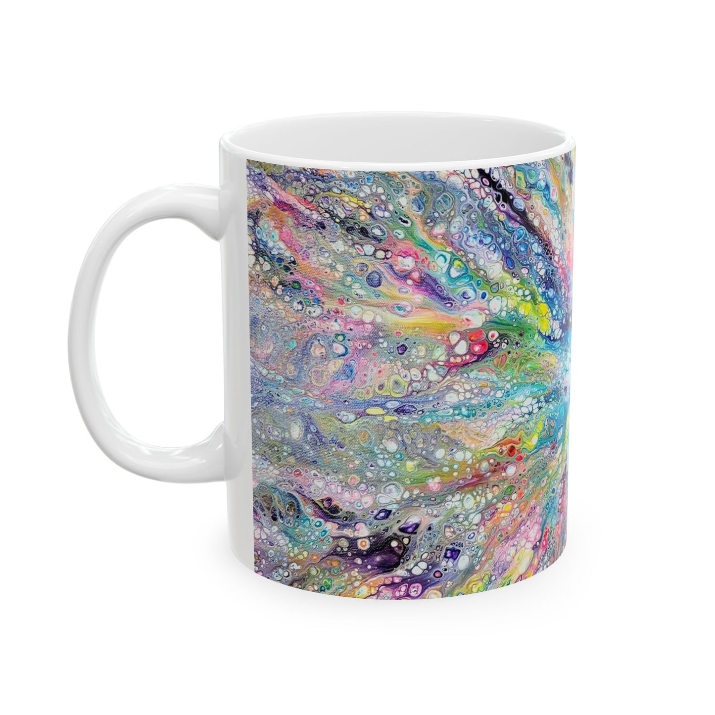 mug with custom acrylic fluid art on it