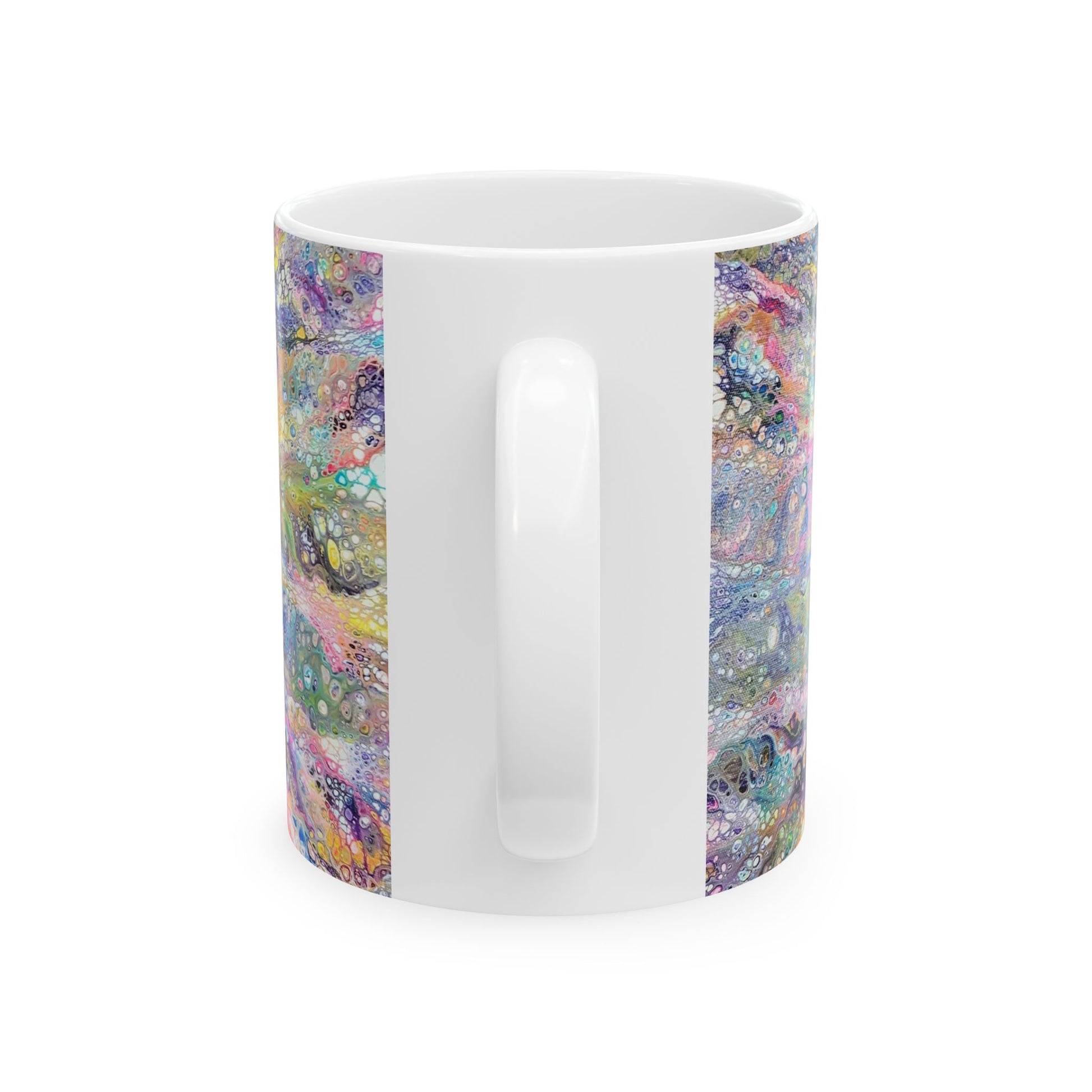 mug with custom acrylic fluid art on it