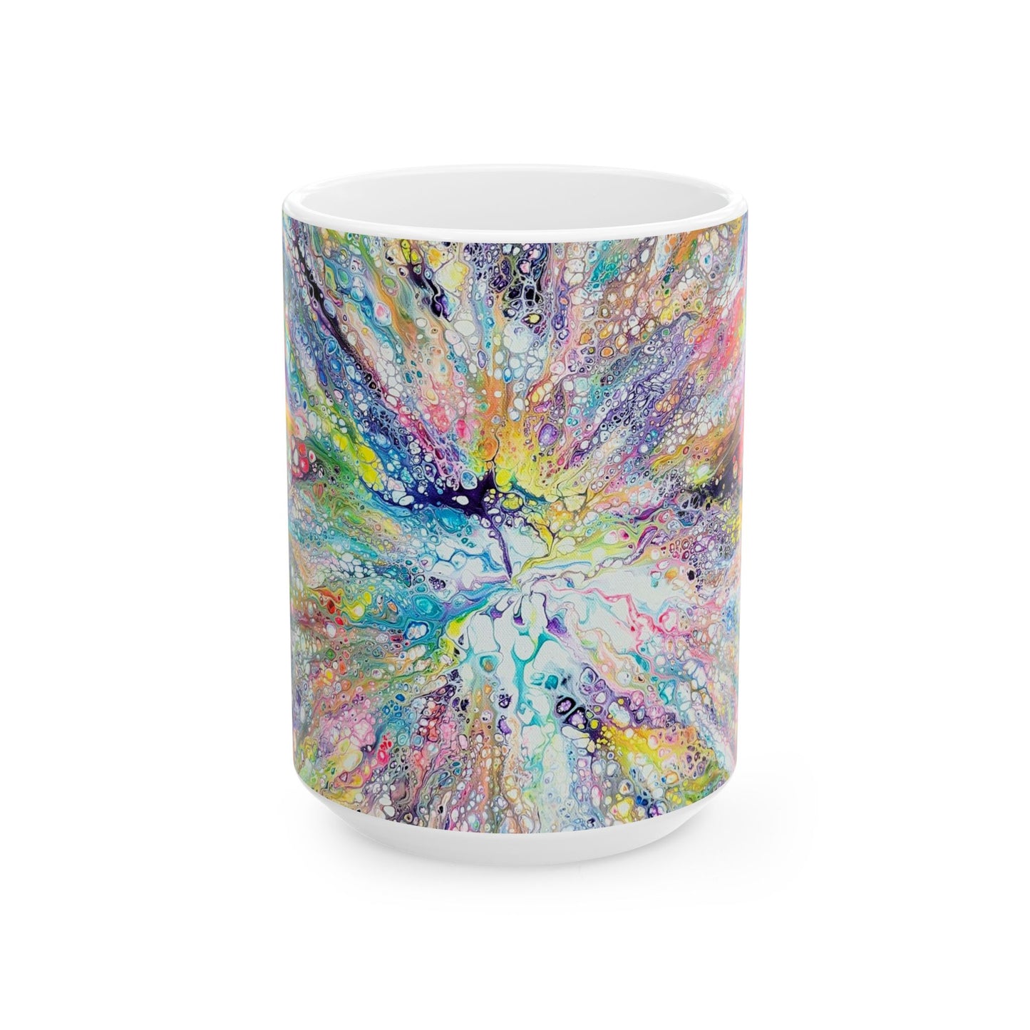 mug with custom acrylic fluid art on it