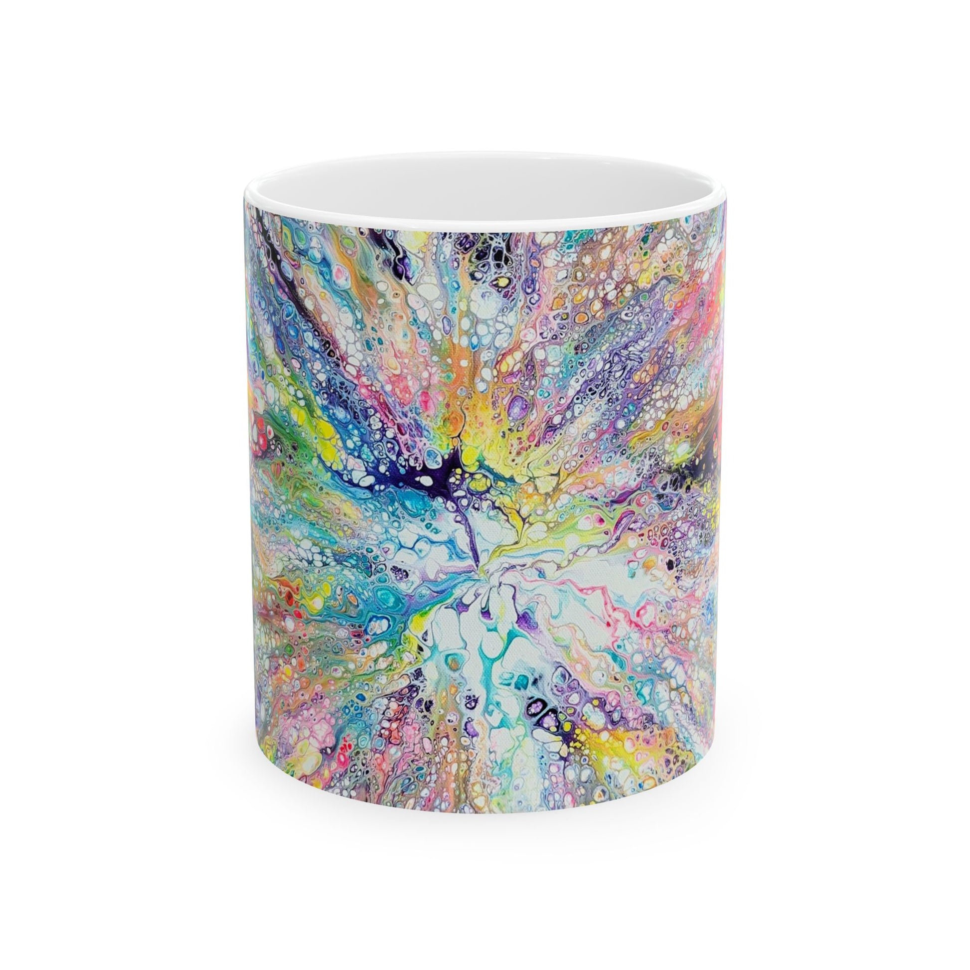 mug with custom acrylic fluid art on it