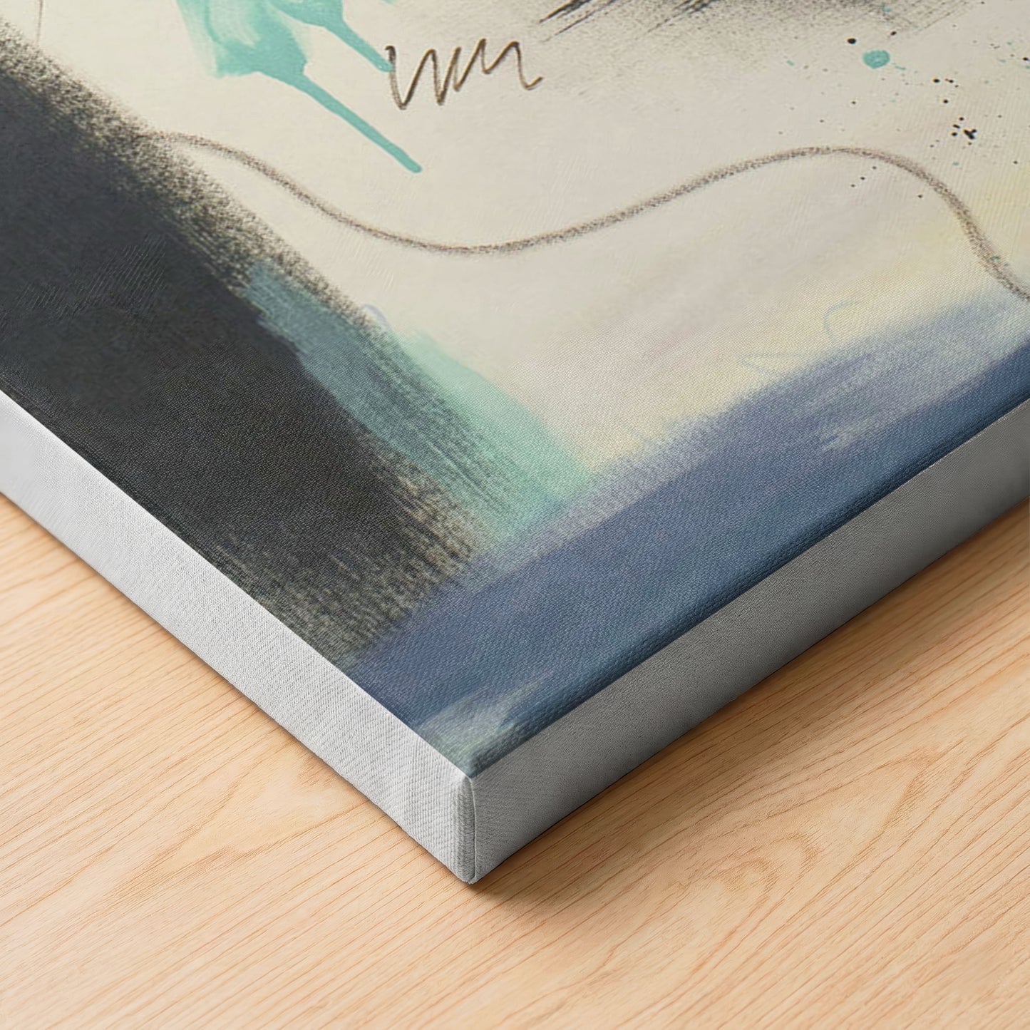 A close up image of a canvas print of the painting. It shows the texture of the canvas.