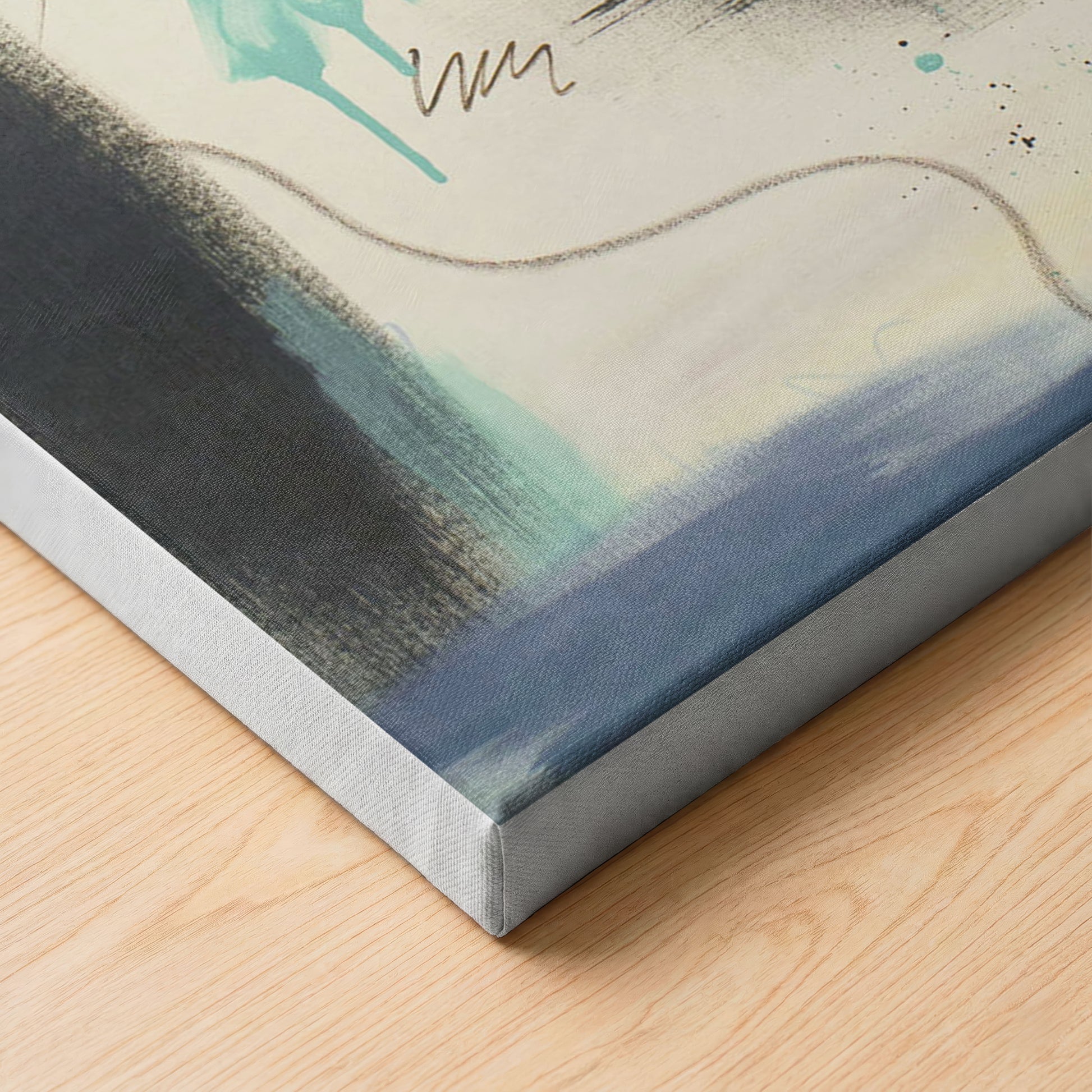 A close up image of a canvas print of the painting. It shows the texture of the canvas.