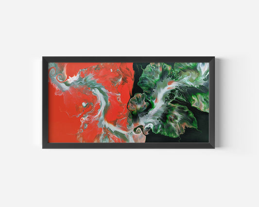 original acrylic fluid artwork named Ember & Fang 12x24in
