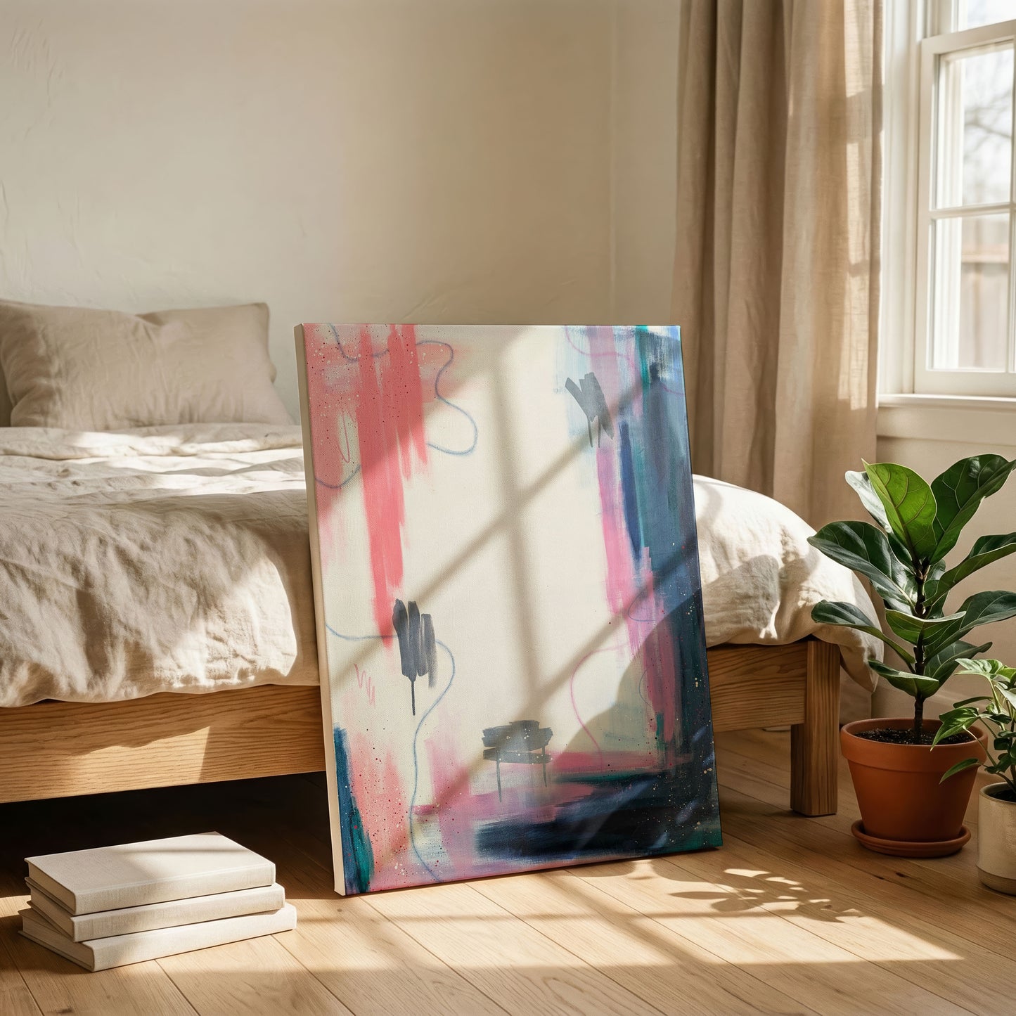 Interim | Pink and Blue Abstract Original Painting