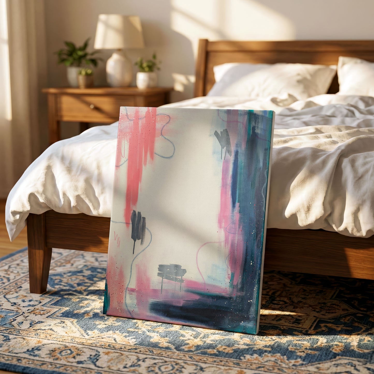 Interim | Pink and Blue Abstract Original Painting