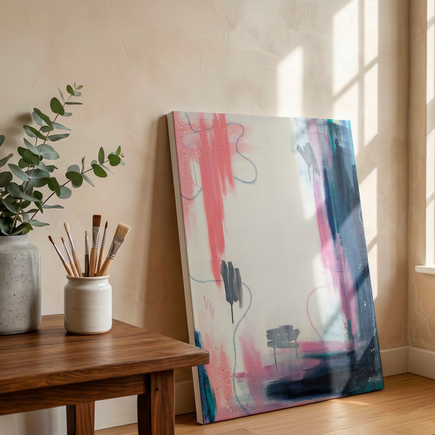 Interim | Pink and Blue Abstract Original Painting
