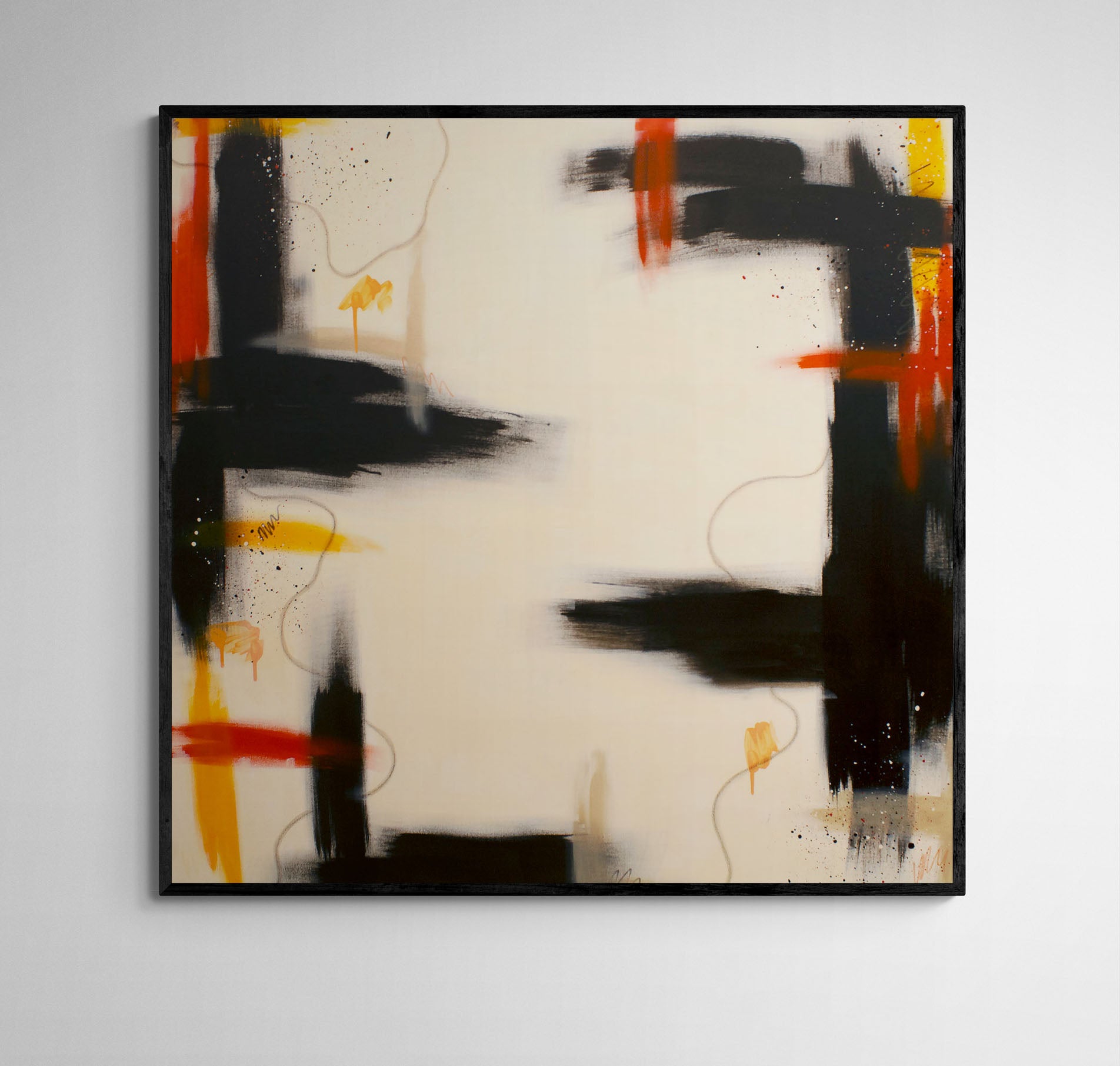 Interior design inspiration featuring "Slow Burn" by Abby May Art, a one-of-a-kind abstract painting that provides a dramatic, grounding presence with warm, earthy energy.