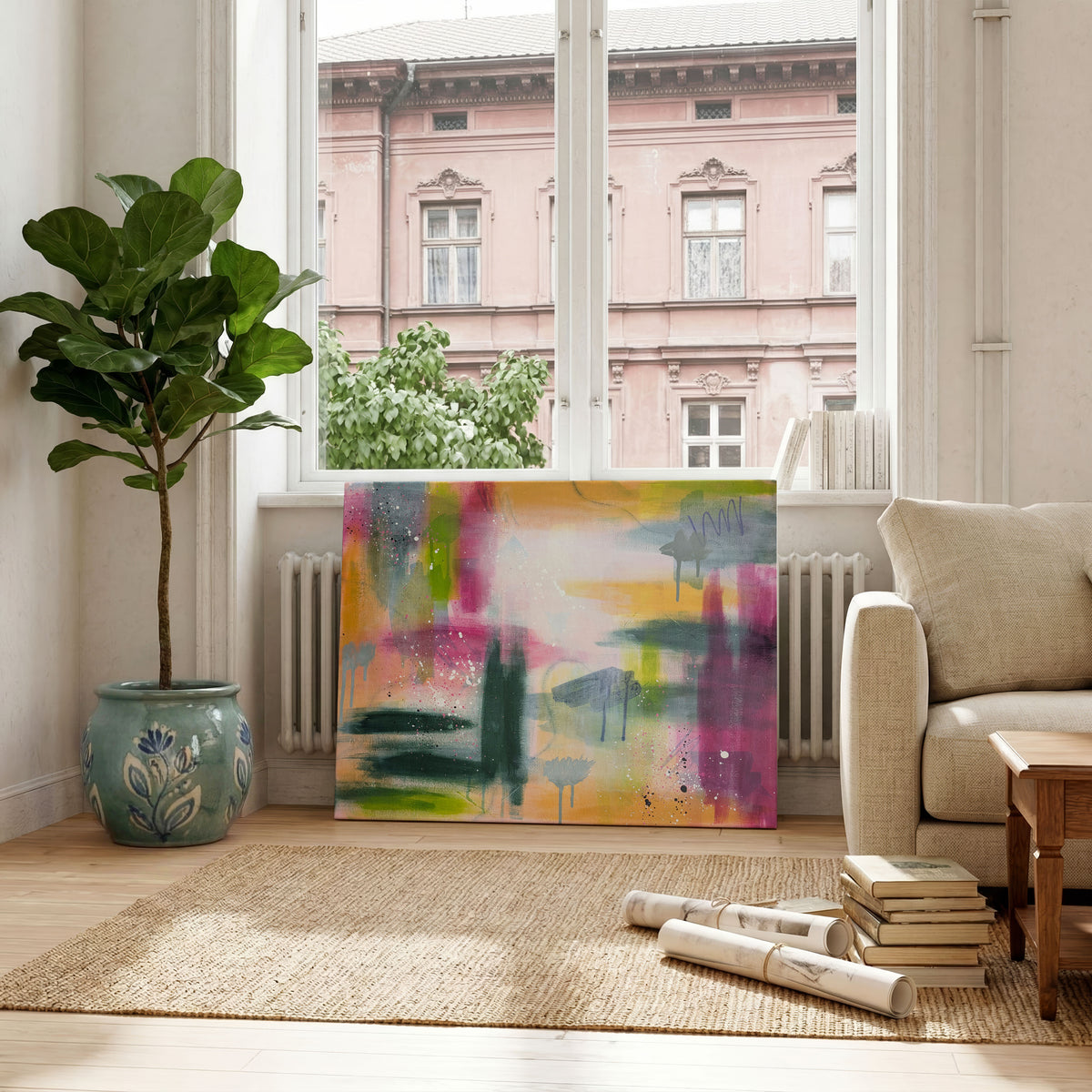 The World Beneath the Surface | Pink and Green Abstract Original Painting
