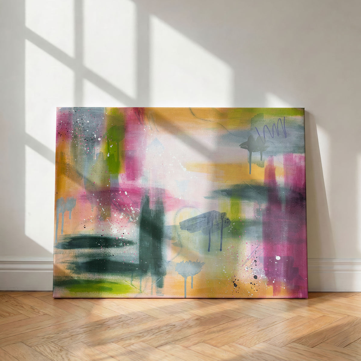 The World Beneath the Surface | Pink and Green Abstract Original Painting