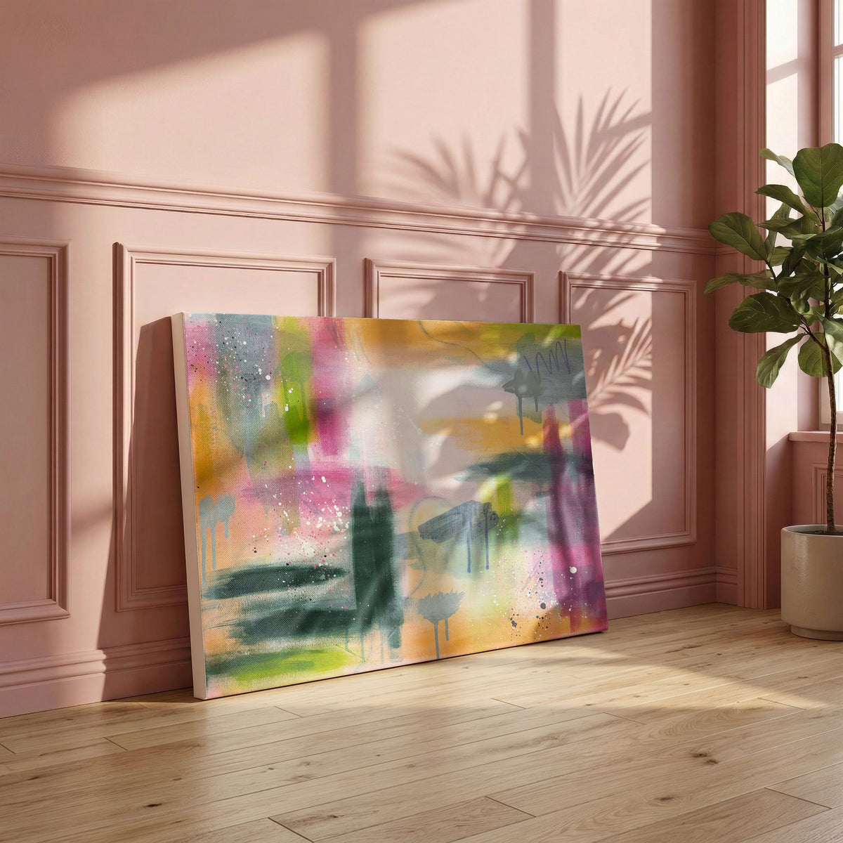 The World Beneath the Surface | Pink and Green Abstract Original Painting