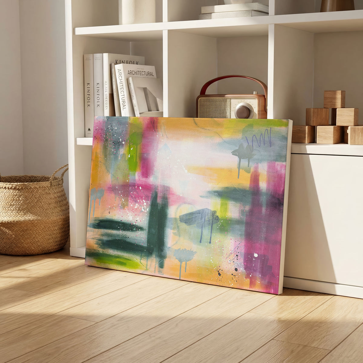The World Beneath the Surface | Pink and Green Abstract Original Painting