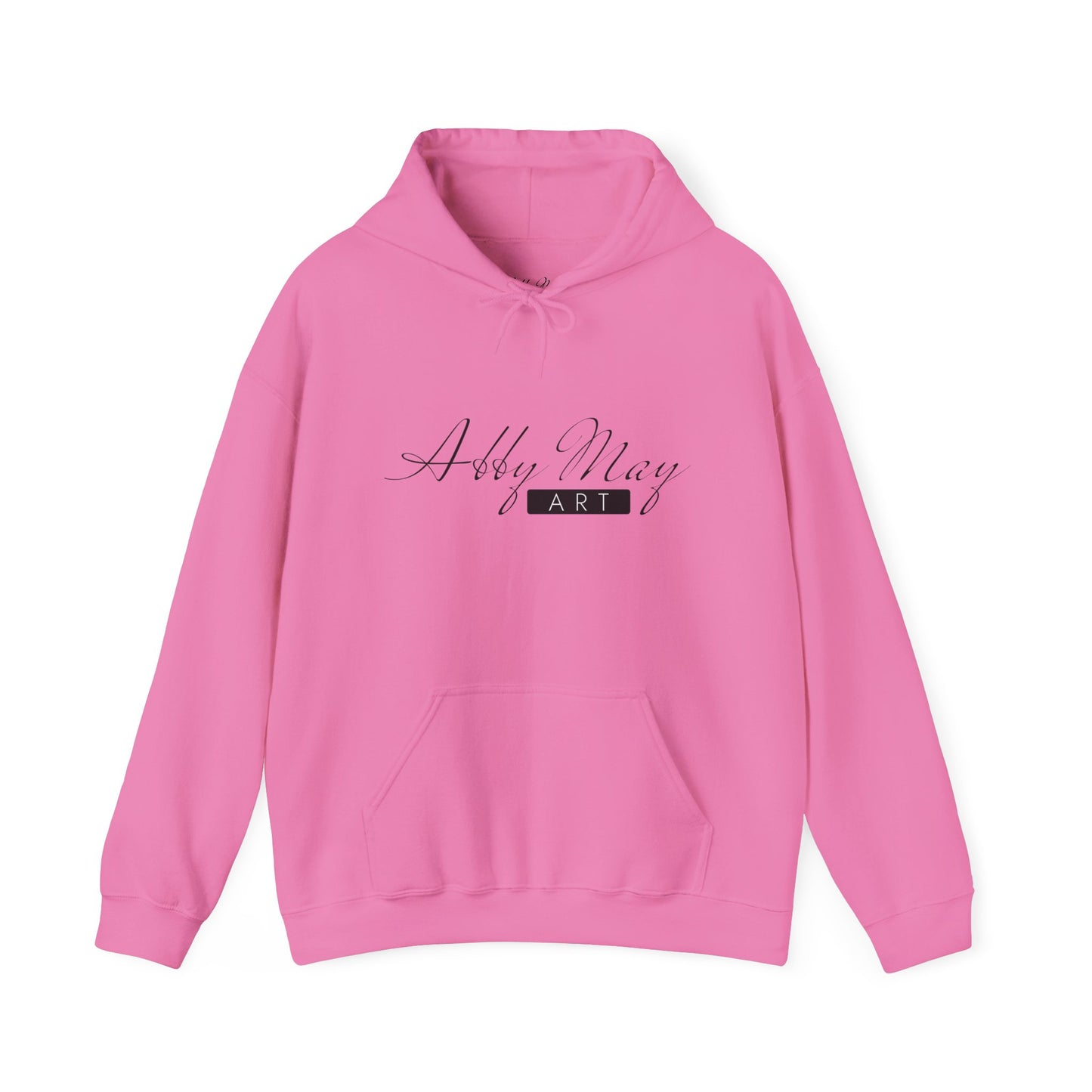 unisex hoodie with abby may art logo on it