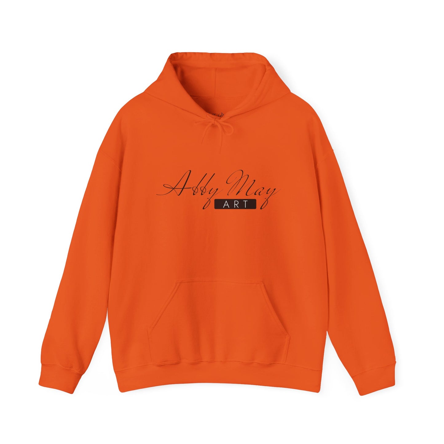 unisex hoodie with abby may art logo on it