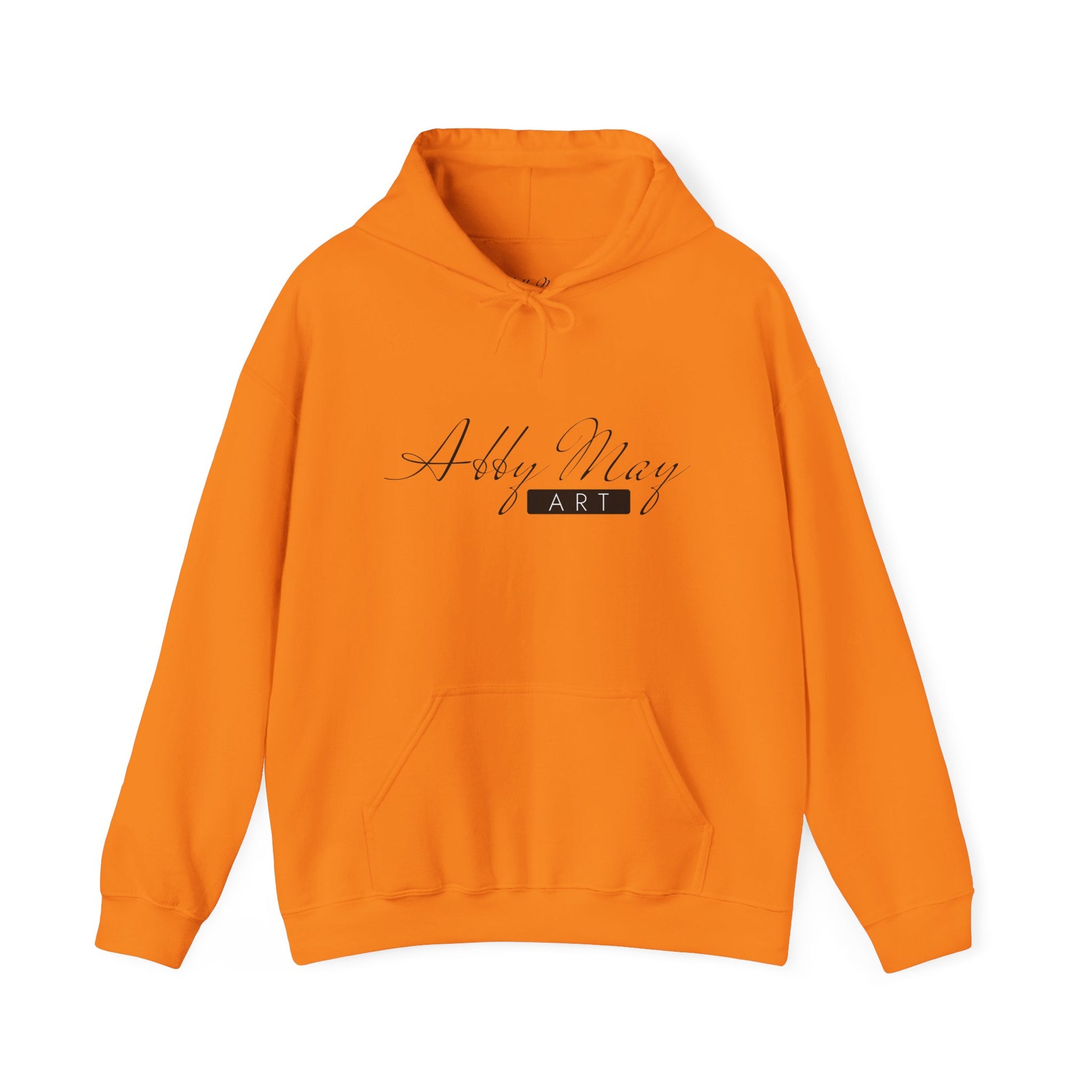 unisex hoodie with abby may art logo on it