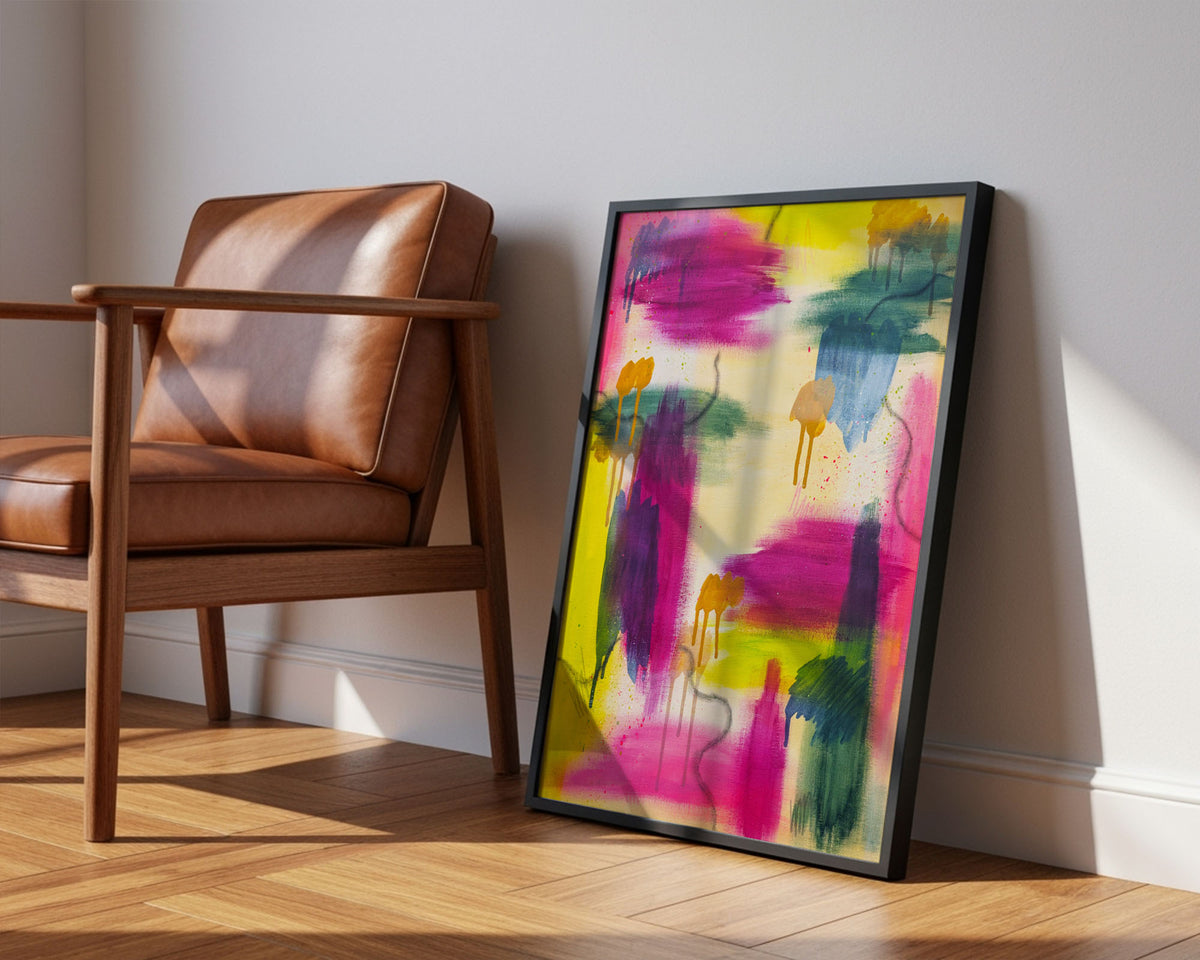 What Remains Unspoken | Pink and Yellow Abstract Original Painting