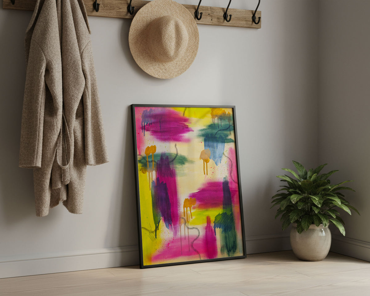 What Remains Unspoken | Pink and Yellow Abstract Original Painting