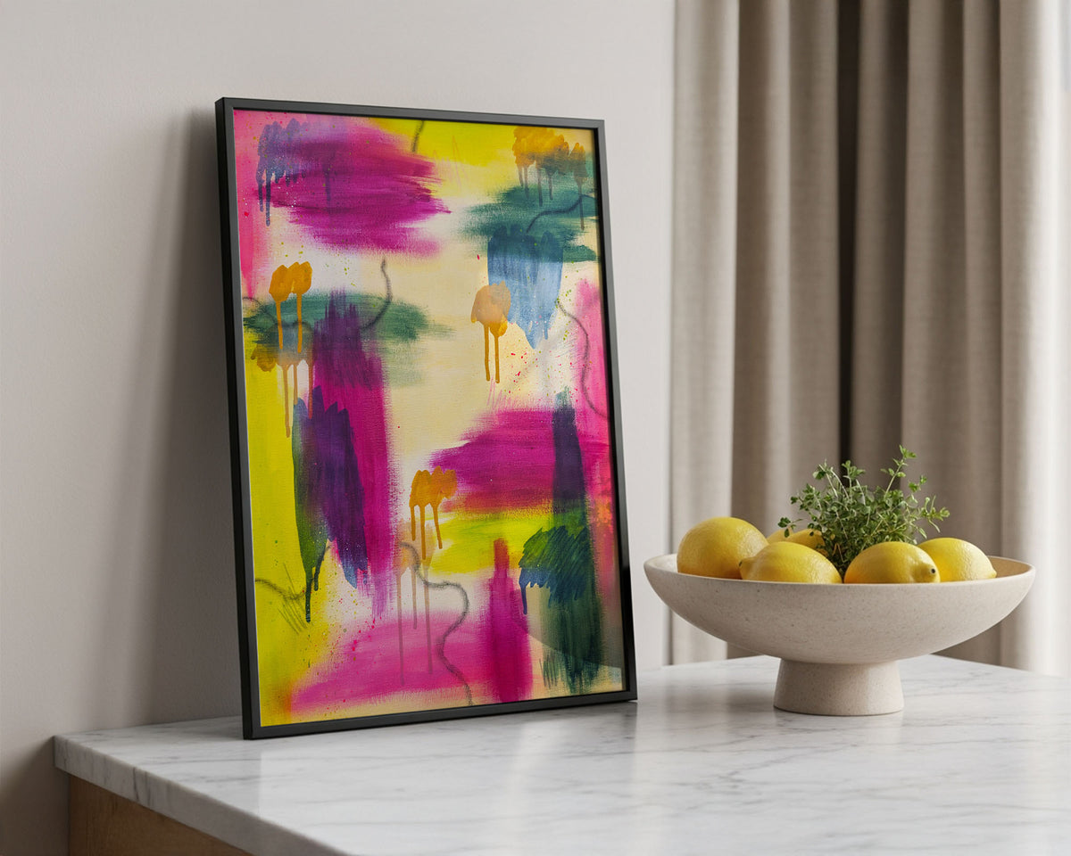 What Remains Unspoken | Pink and Yellow Abstract Original Painting