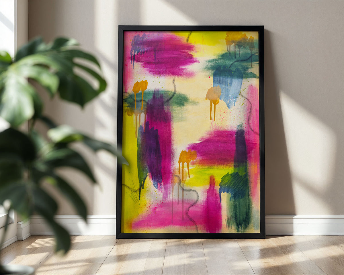 What Remains Unspoken | Pink and Yellow Abstract Original Painting